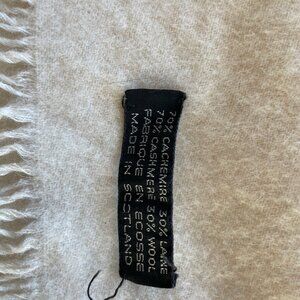 Cashmere Wool Scarf Wool Fringes Off-White